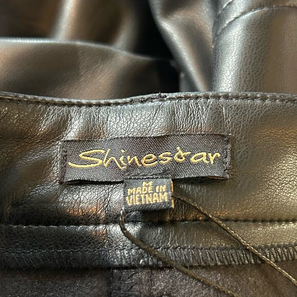 Shinestar Pants Womens M Black Super High Waist Faux Leather Pants Nightout NEW - Picture 3 of 11